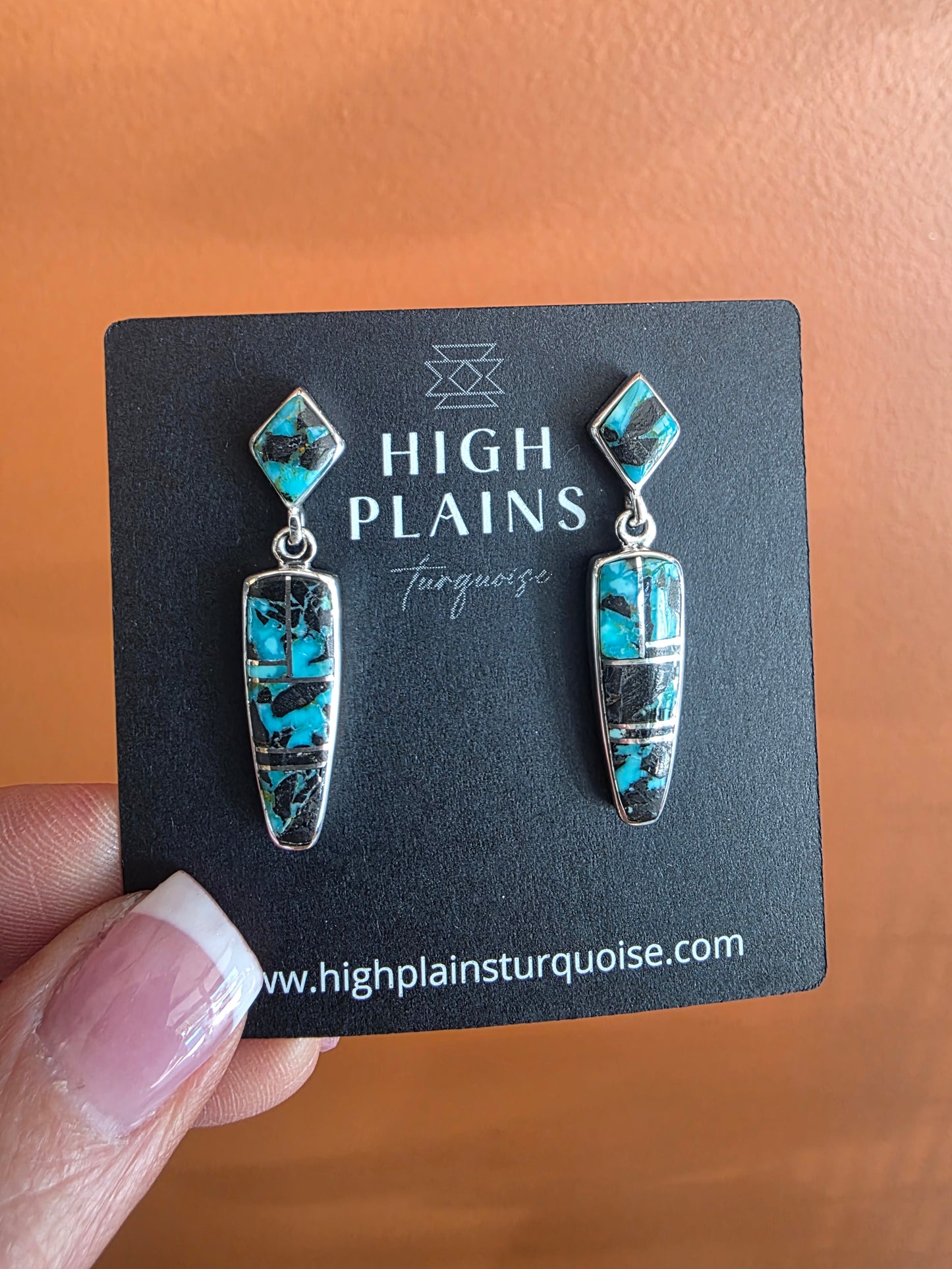 Blue Moon Sterling Inlay Mosaic Shield Earrings