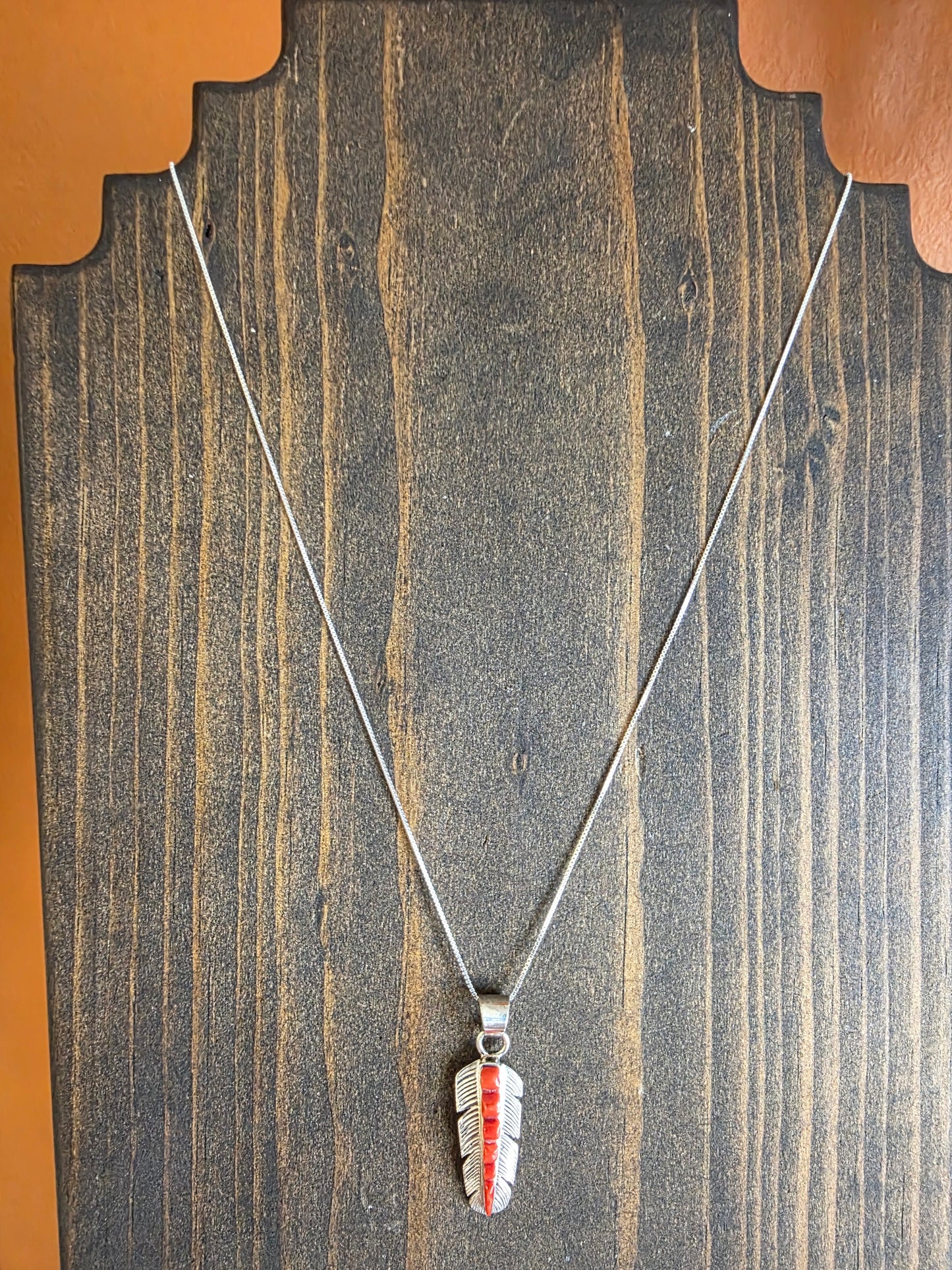 Spiny Cobblestone Feather Pendant Necklace