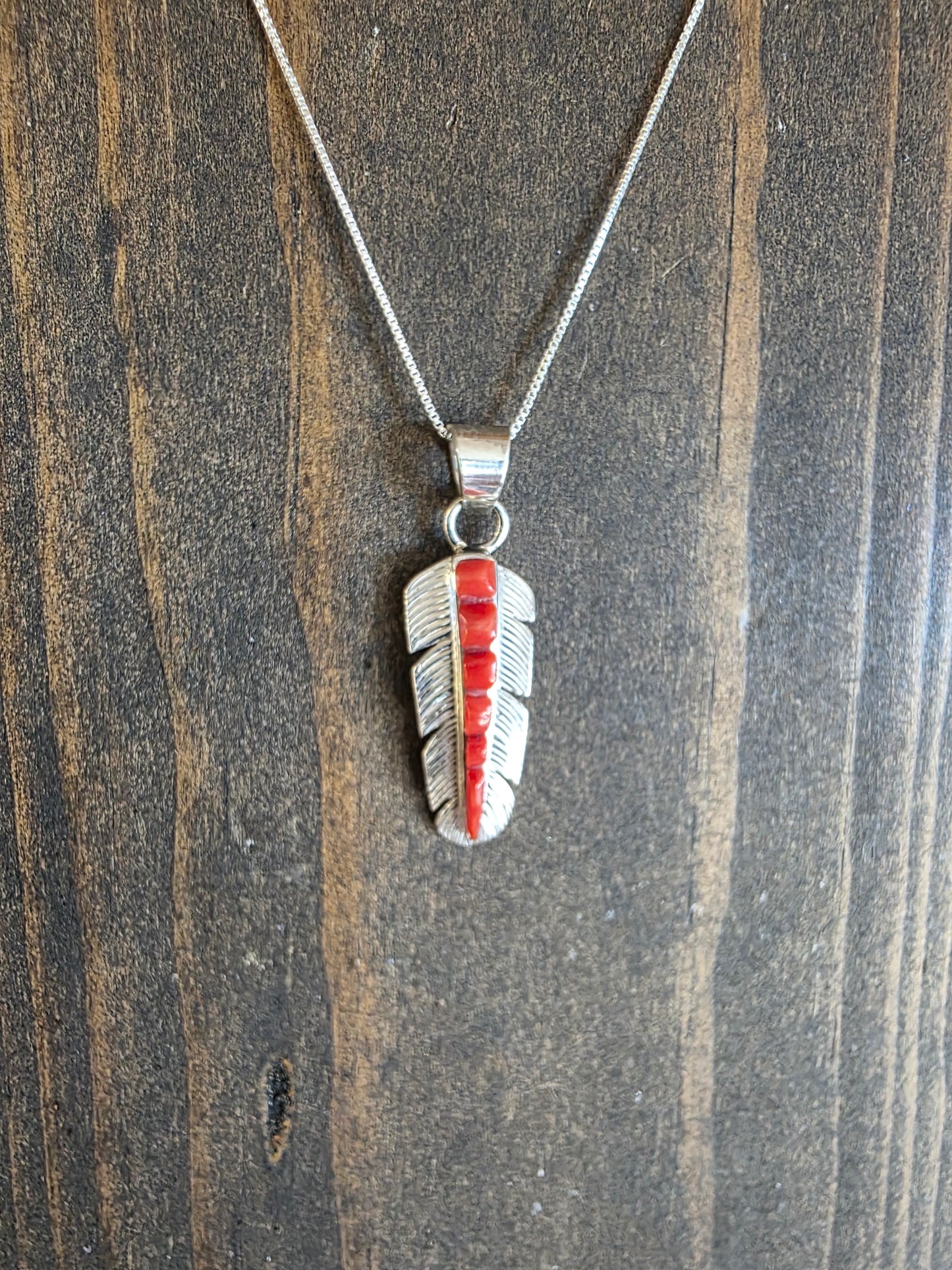 Spiny Cobblestone Feather Pendant Necklace