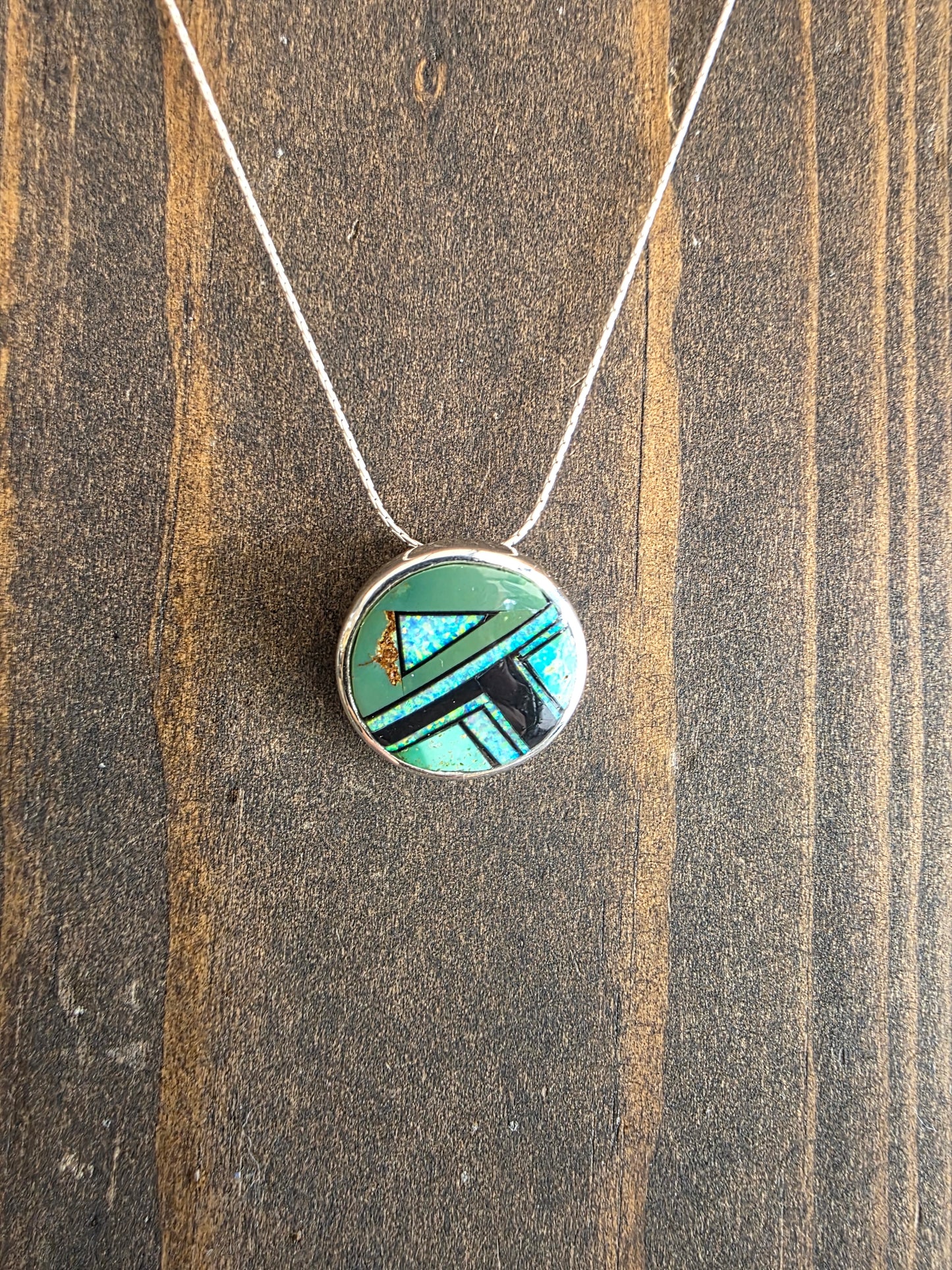Sonoran Gold Turquoise Southwest Mosaic Pendant Necklace