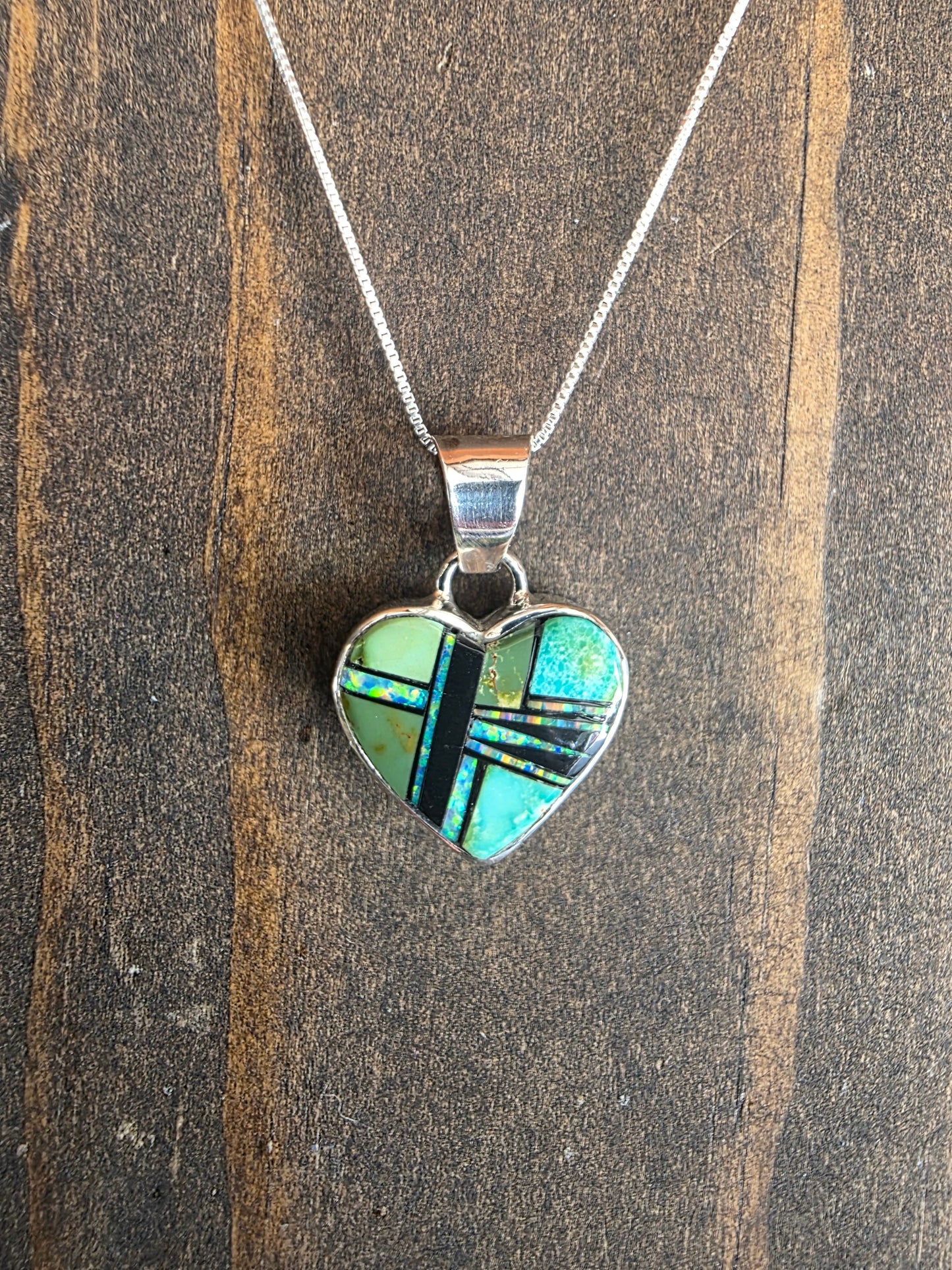 Sonoran Gold Turquoise Sterling Inlay Reversible Pendant Necklace