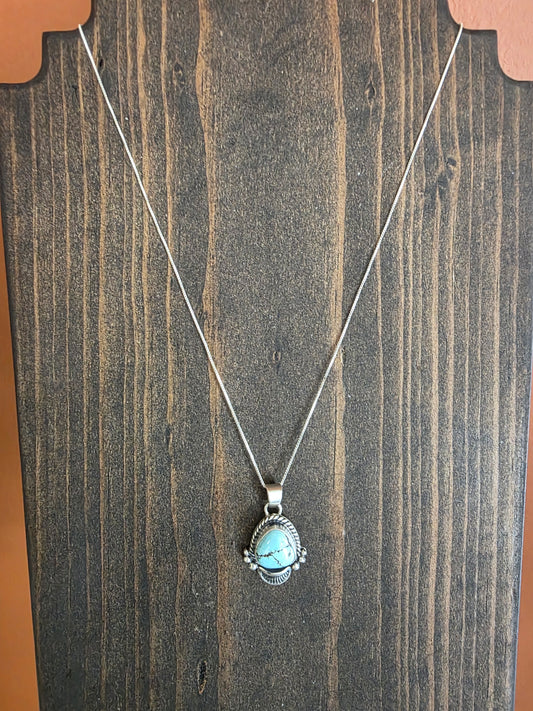 Sweet Sterling Golden Hills Turquoise Pendant Necklacde
