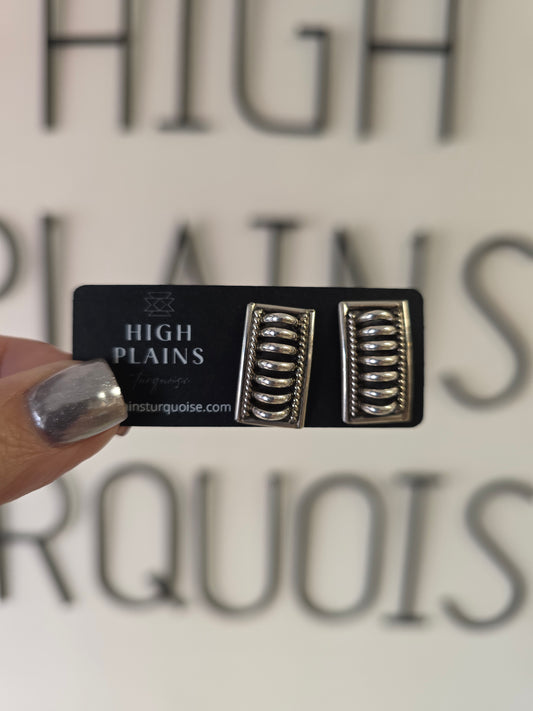 Priscilla Apacheto Sterling Silver Ribbed Cable Earrings
