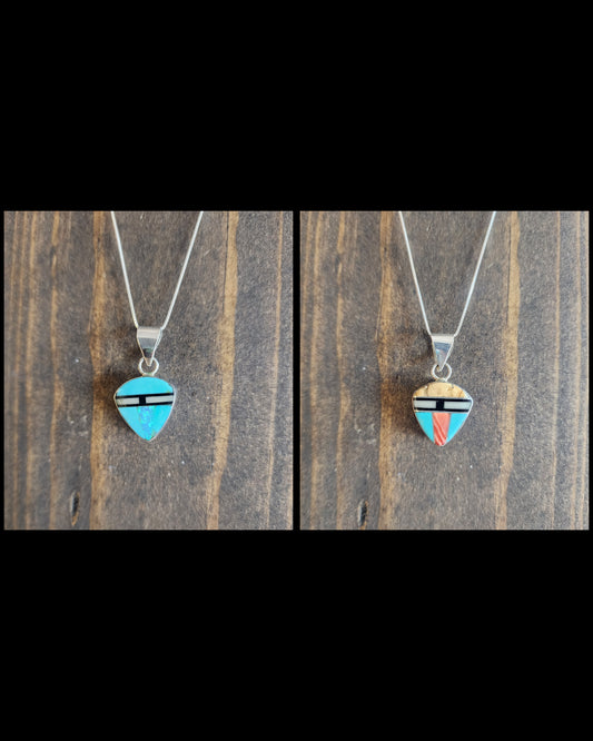 Zuni Edison Yazzie Two-Sided Pendant Necklace - 18"