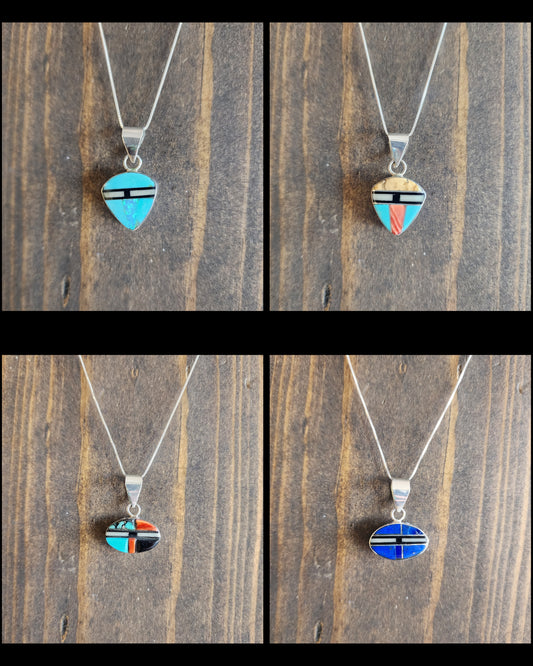 Zuni Edison Yazzie Two-Sided Pendant Necklace - 18"