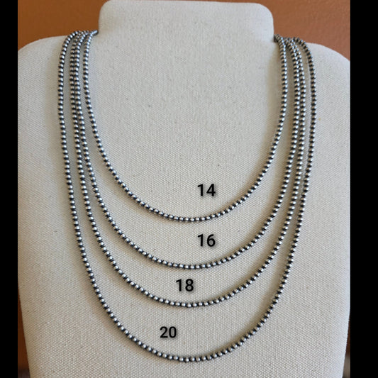 3mm Sterling Silver Beaded Necklace