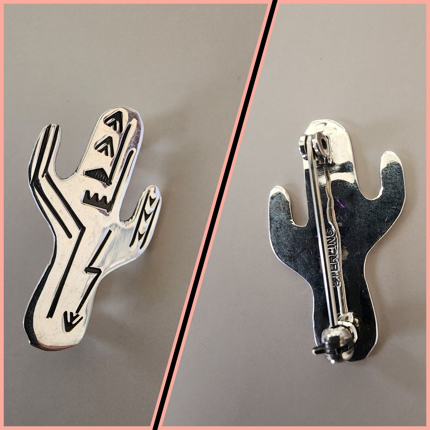 Sterling Silver Cactus Pin