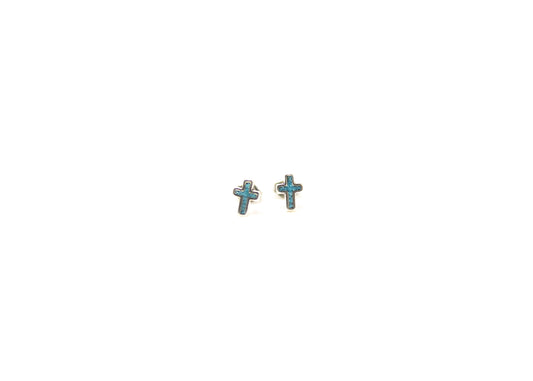 Turquoise Inlay Cross Earrings