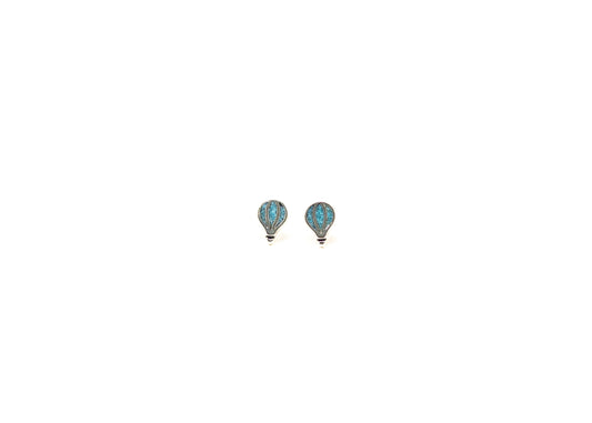 Turquoise Inlay Hot Air Balloon Earrings