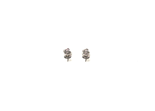 Sterling Silver Rose Flower Earrings