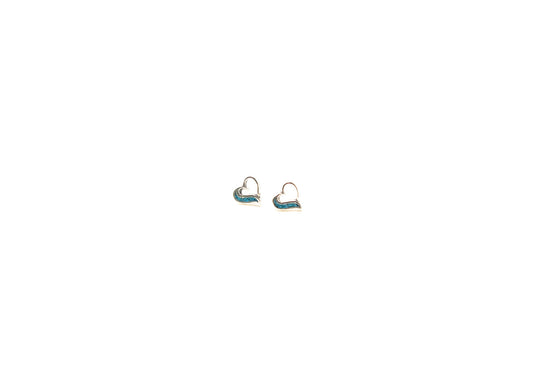Turquoise Inlay Open Heart Earrings