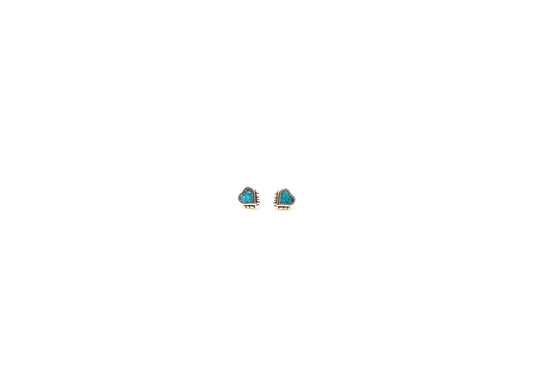 Turquoise Inlay Beaded Heart Earrings