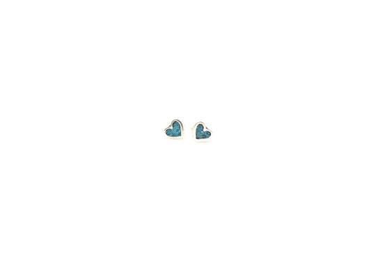 Turquoise Inlay Chip Heart Earrings