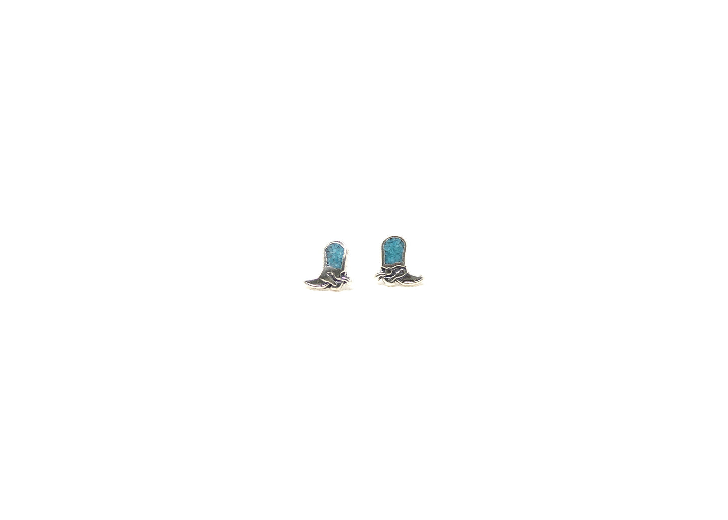 Turquoise Inlay Cowboy Boot Earrings