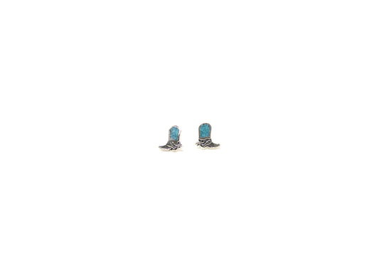 Turquoise Inlay Cowboy Boot Earrings