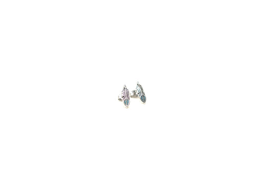 Turquoise Inlay Feather Earrings