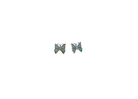 Turquoise Inlay Butterfly Earrings