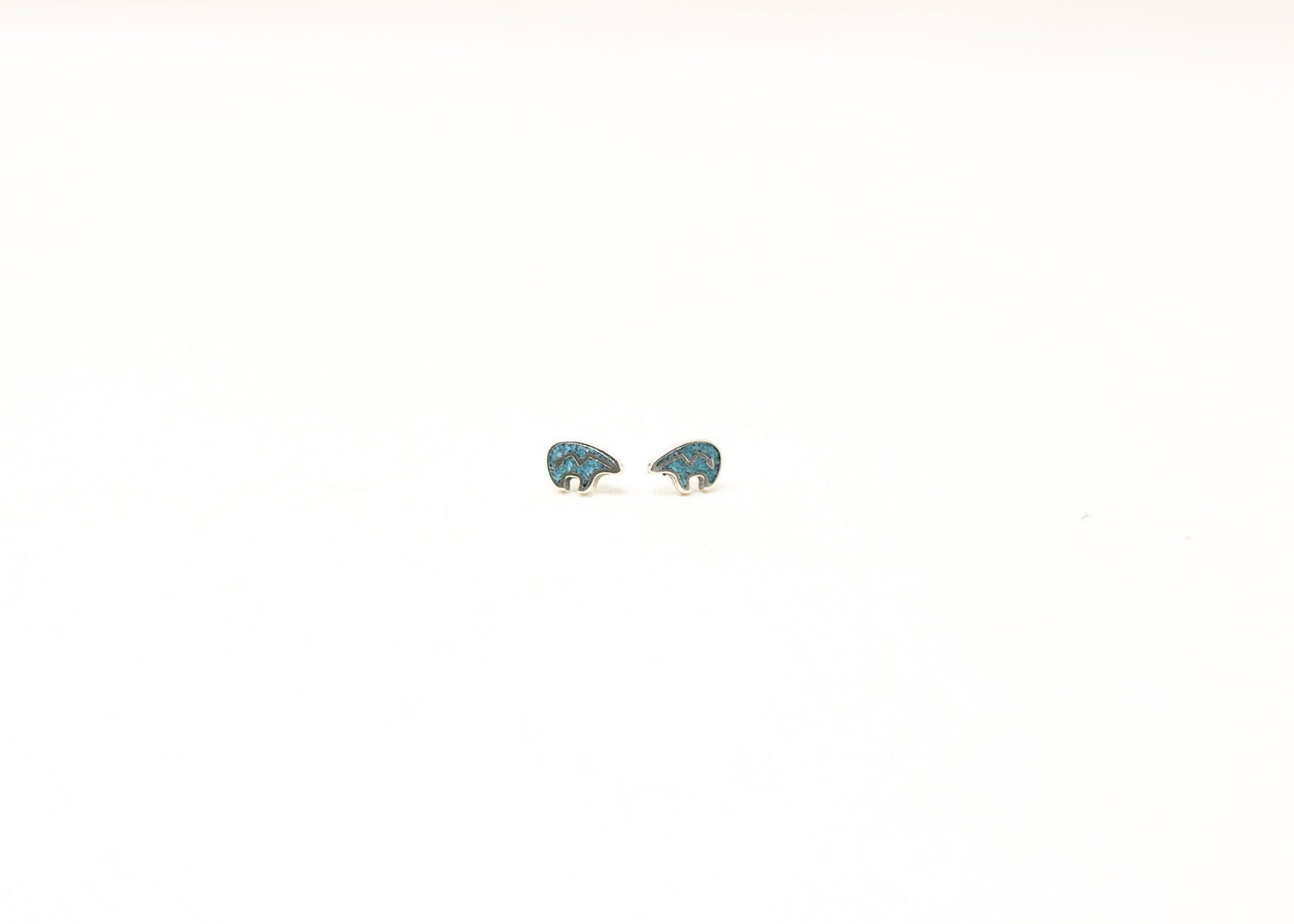 Turquoise Inlay Bear Earrings