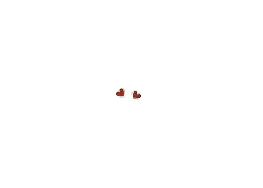 Coral Inlay Heart Earrings