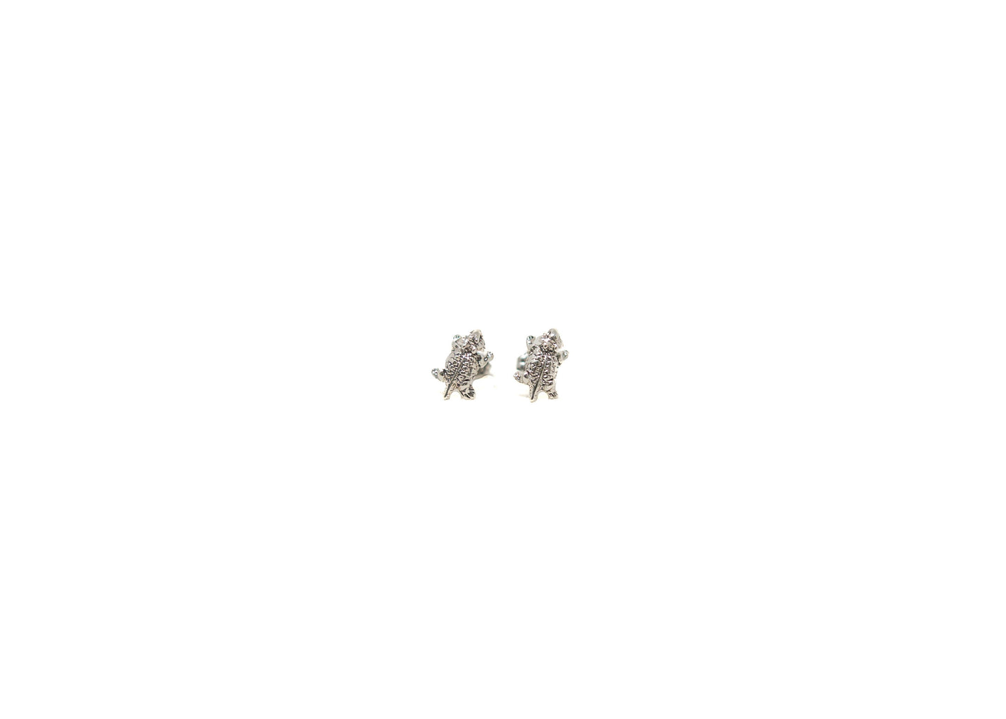 Sterling Silver Horned Toad Earrings