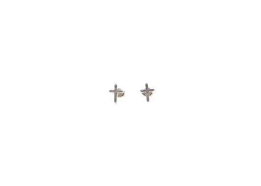 Sterling Silver Beaded Cross Earrings