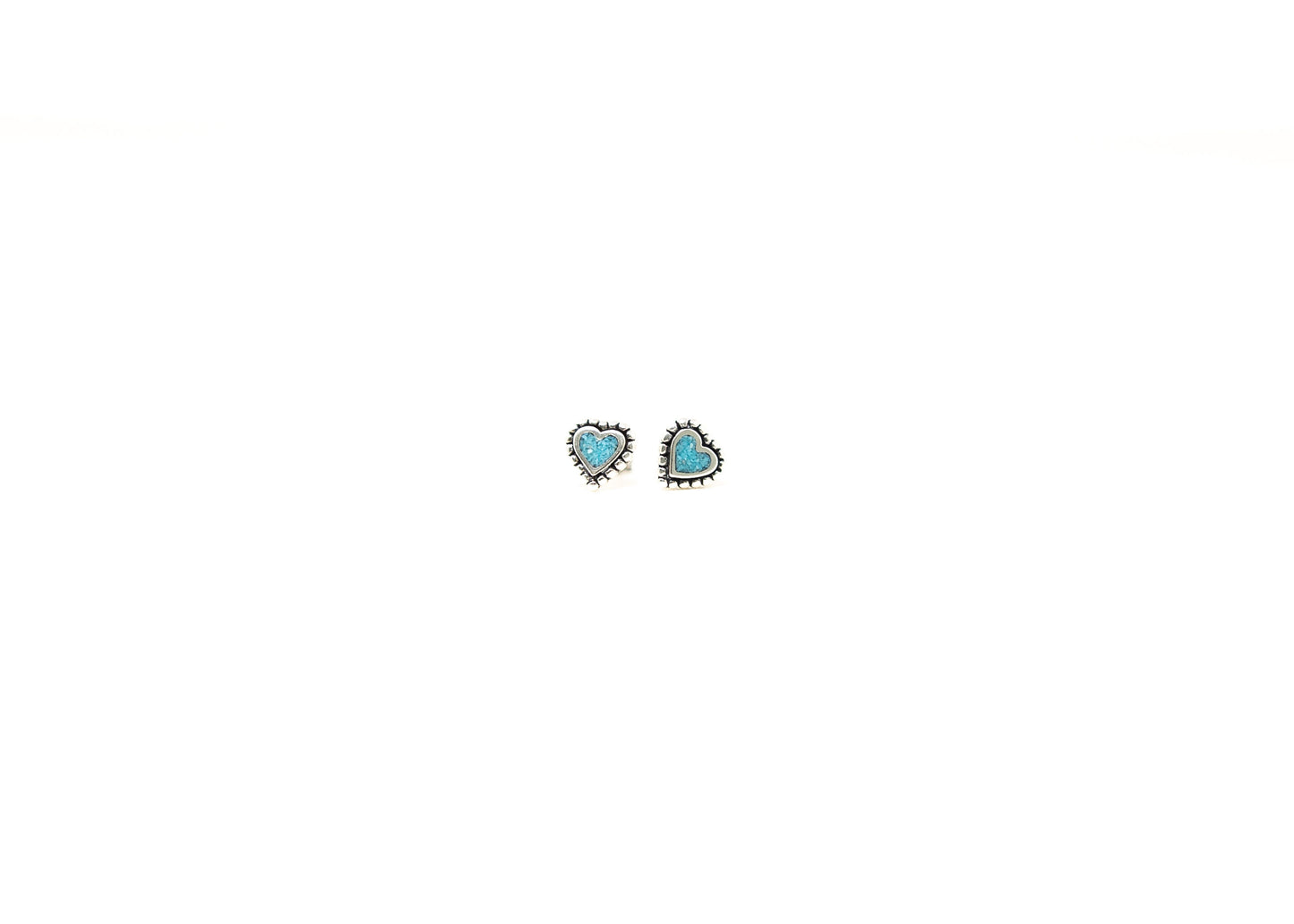 Turquoise Large Beaded Heart Earrings