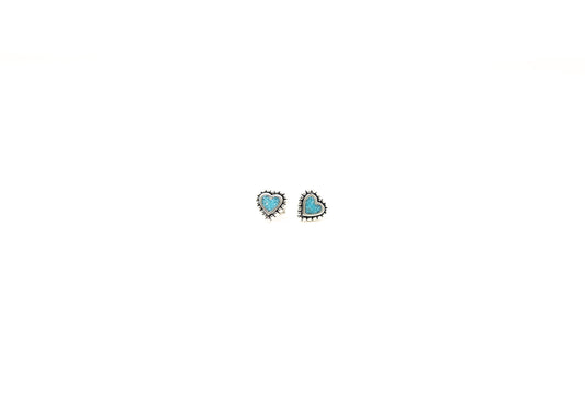 Turquoise Large Beaded Heart Earrings