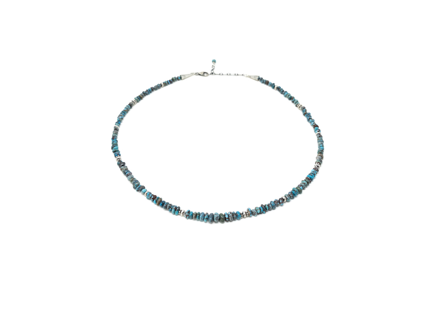 Graduated Turquoise Nugget and Sterling Silver Bead Necklace