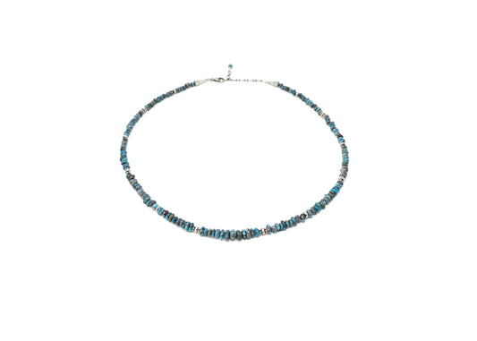 Graduated Turquoise Nugget and Sterling Silver Bead Necklace