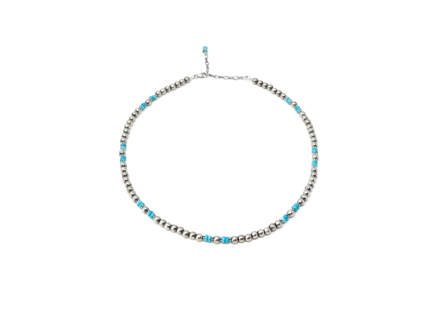 Satin Finish Sterling Silver Turquoise Necklace