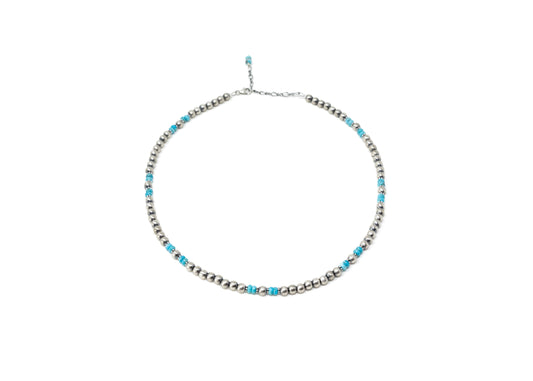 Satin Finish Sterling Silver Turquoise Necklace