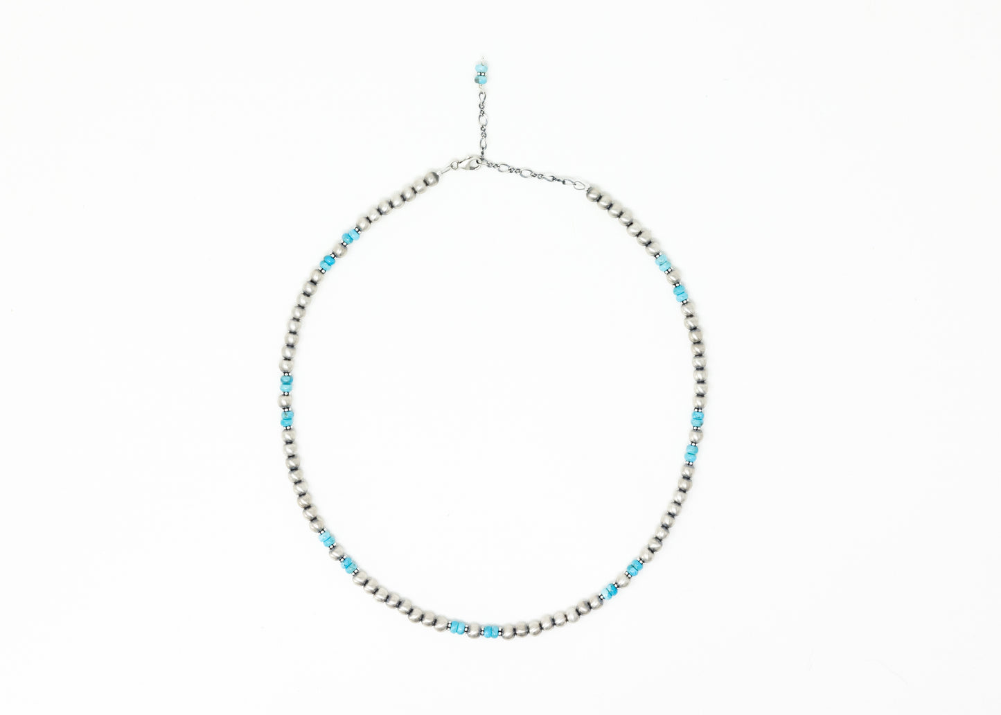 Satin Finish Sterling Silver Turquoise Necklace