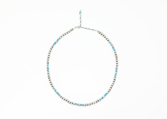 Satin Finish Sterling Silver Turquoise Necklace