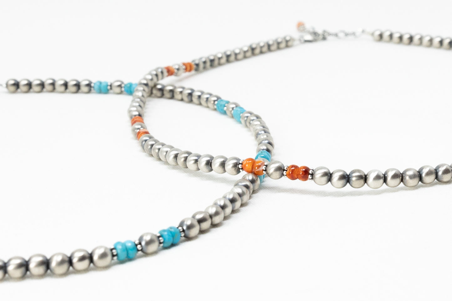 Satin Finish Sterling Silver Turquoise Necklace
