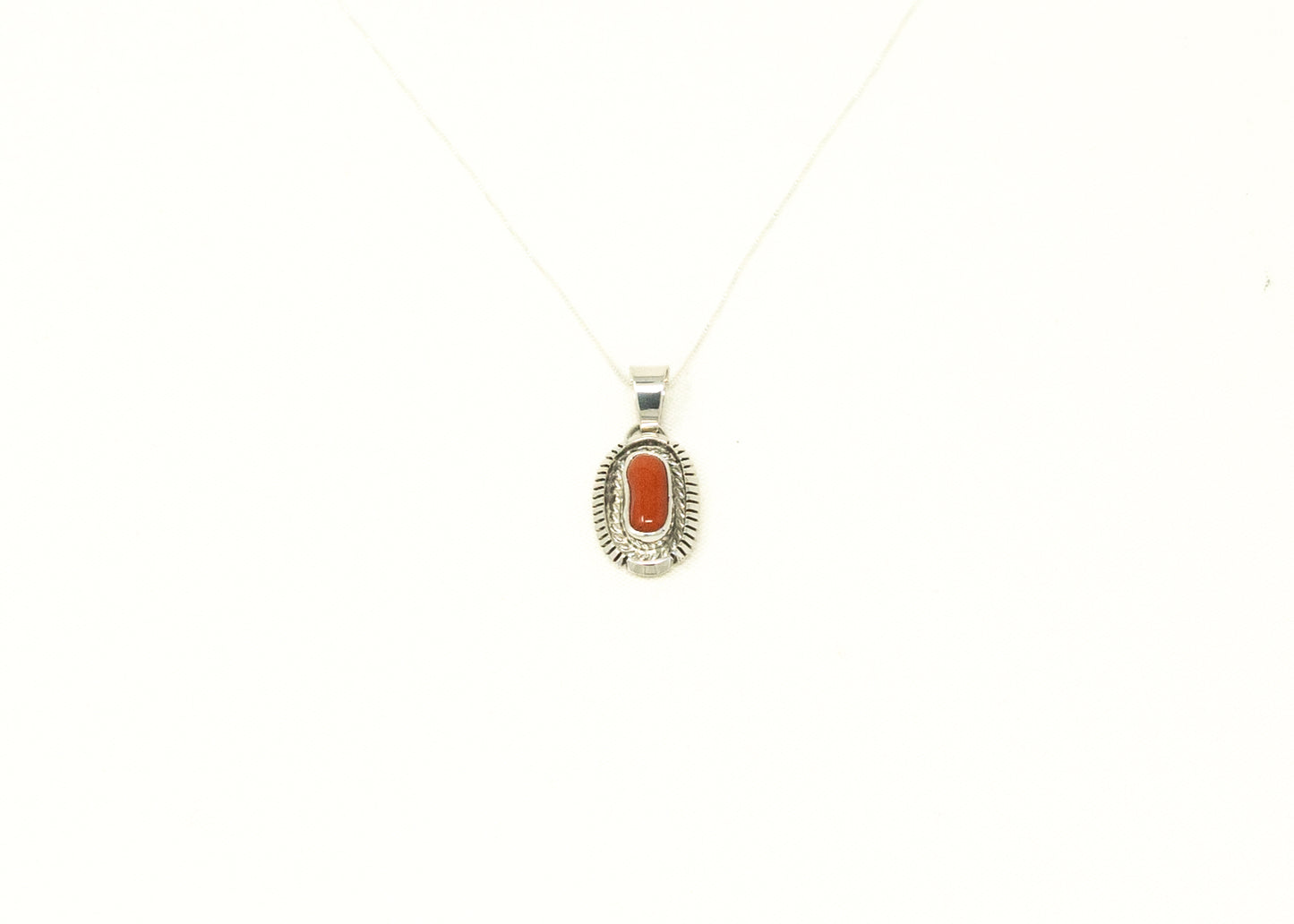 Sterling Sawtooth Mediterranean Coral Necklace