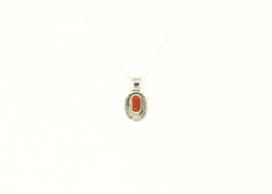 Sterling Sawtooth Mediterranean Coral Necklace