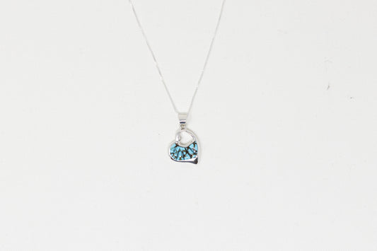 Kingman Turquoise Cobblestone Inlay Heart Necklace
