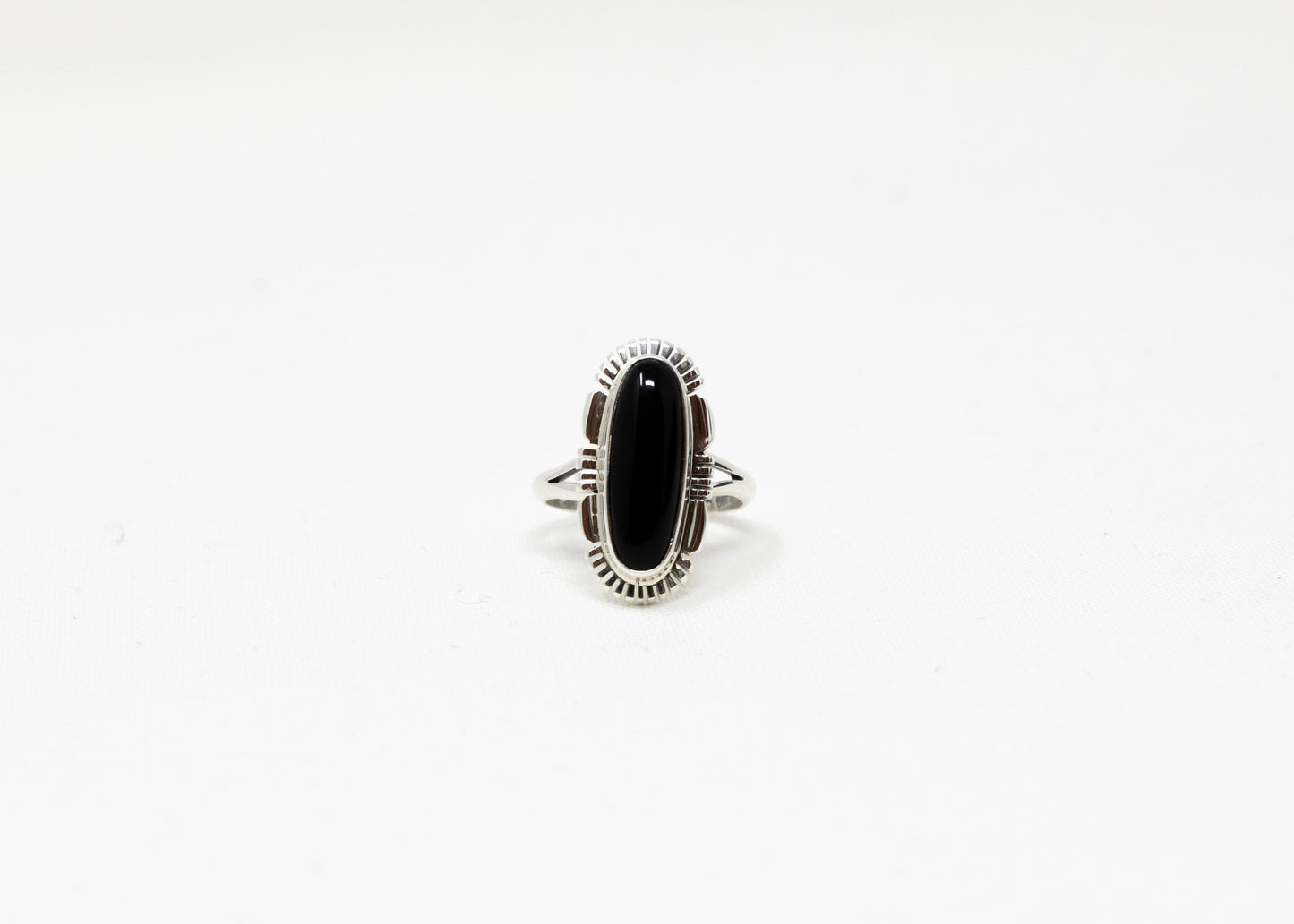 Sleek Sterling Sawtooth Black Onyx Ring