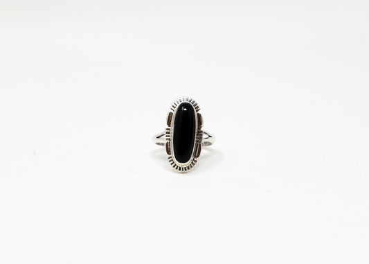 Sleek Sterling Sawtooth Black Onyx Ring