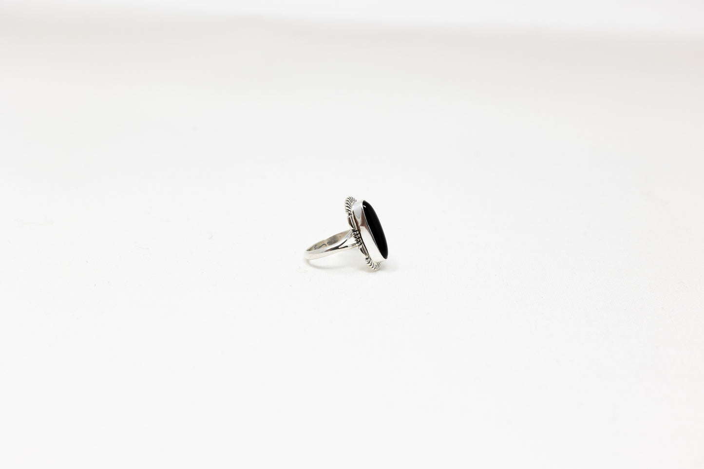Sleek Sterling Sawtooth Black Onyx Ring