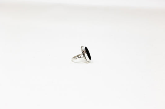 Sleek Sterling Sawtooth Black Onyx Ring