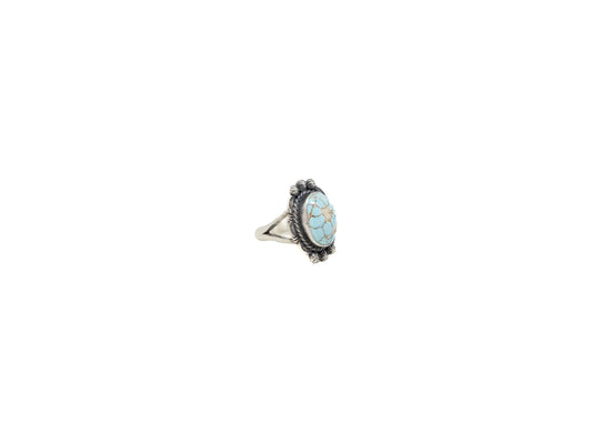 #8 Turquoise Scalloped Sterling Ring