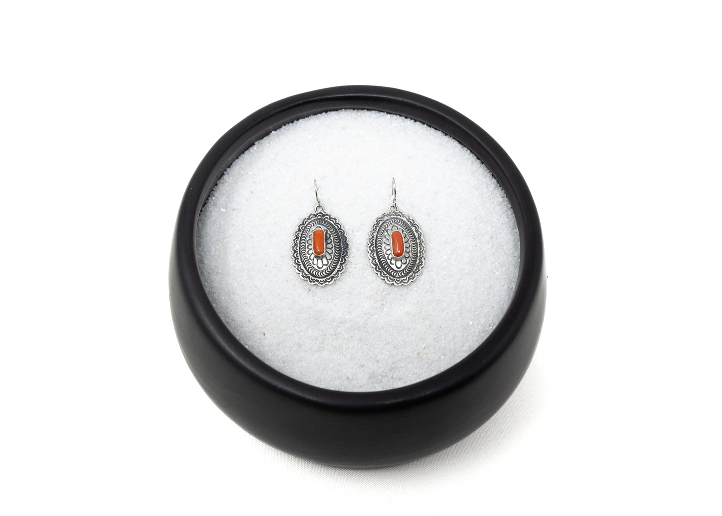 Stamped Sterling Coral Conch Earrings