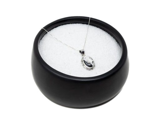 Oval White Buffalo Sterling Bezel Pendant Necklace