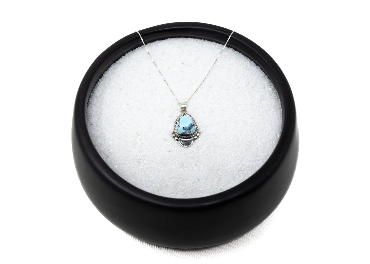 Sweet Sterling Golden Hills Turquoise Pendant Necklacde