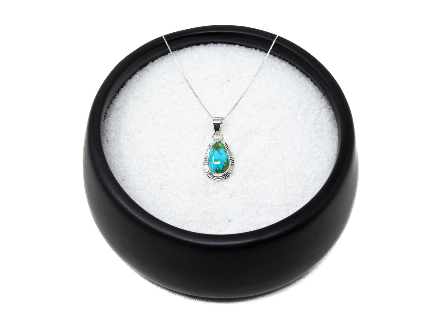 Large Stone Sonoran Gold Turquoise Teardrop Pendant Necklace