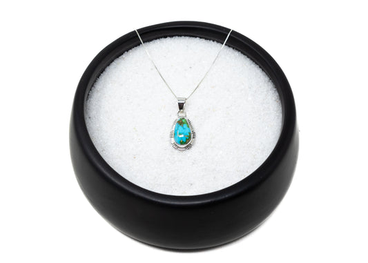 Large Stone Sonoran Gold Turquoise Teardrop Pendant Necklace