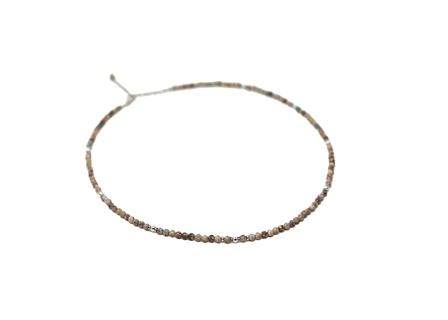 4mm Jasper Beaded Necklace with Sterling accents