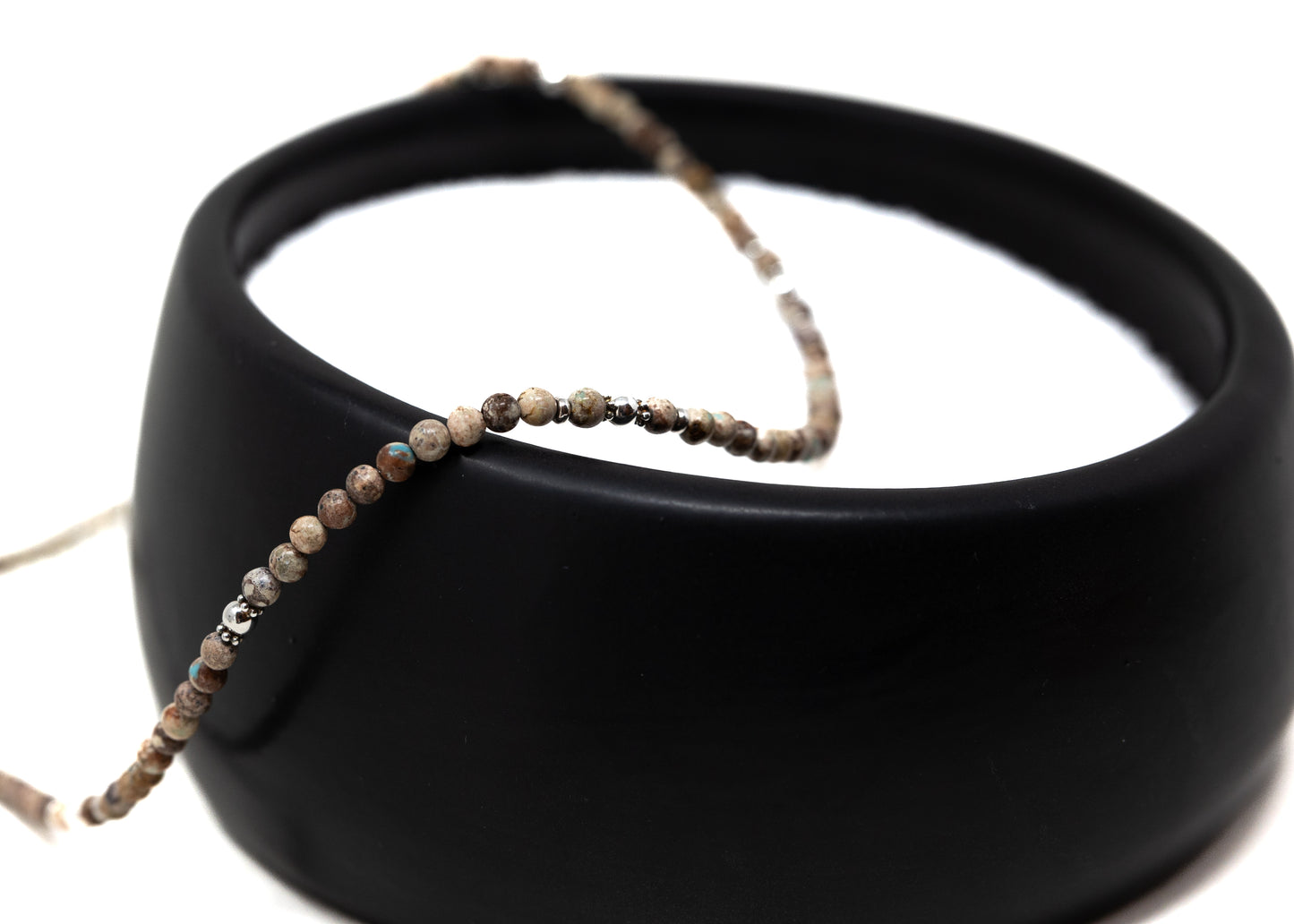4mm Jasper Beaded Necklace with Sterling accents