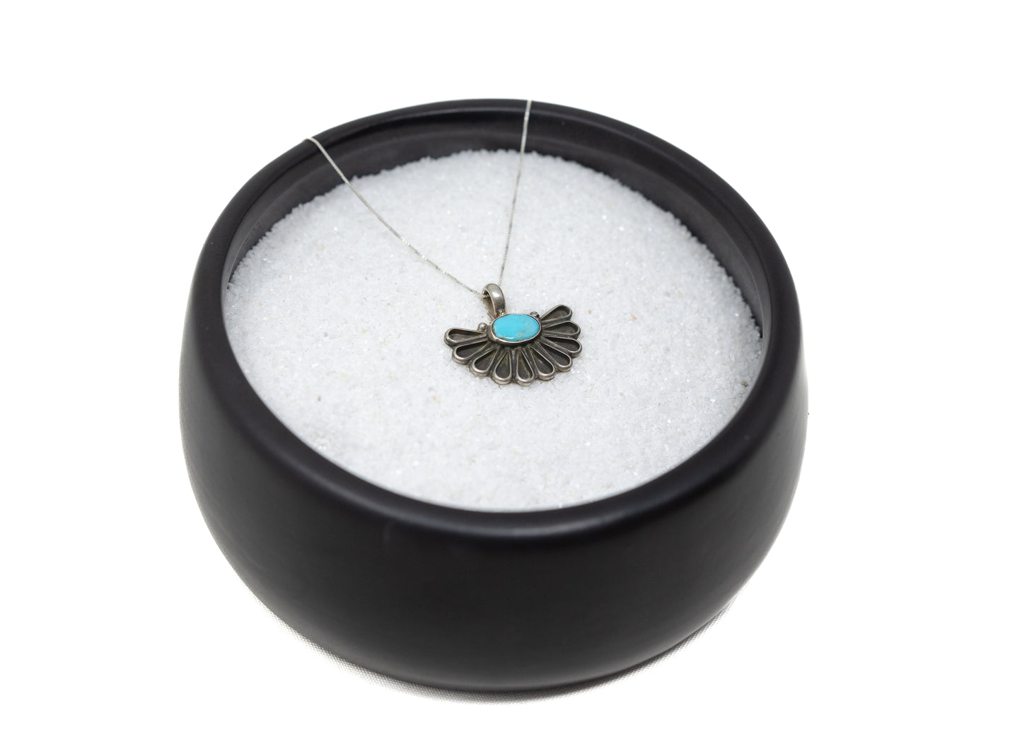 Geraldine James Sterling Blue Kingman Fan Necklace